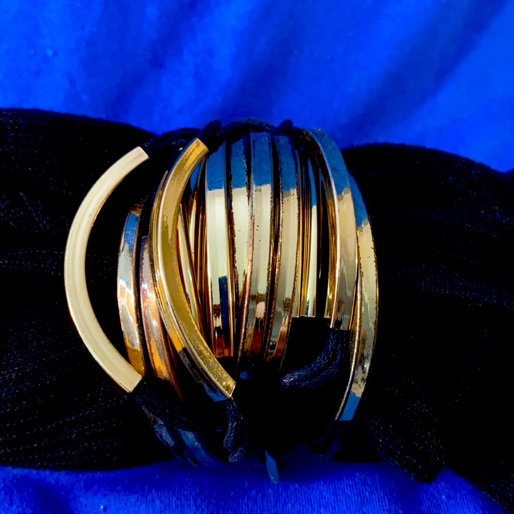 Armani exchange leather and gold bracelet